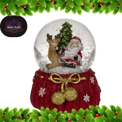 Schneekugel, Rentier & Weihnachtsmann