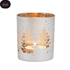 Windlicht Tannenbaum aus Glas, Silber Gold