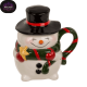 Tasse Funny Snowman mit Deckel - schwarzer Hut
