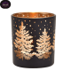 Windlicht Tannenbaum Dekor Glas, schwarz